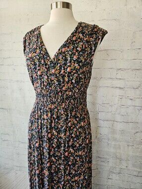 INC International Concepts Sleeveless Faux Wrap Top Maxi Dress Floral Large